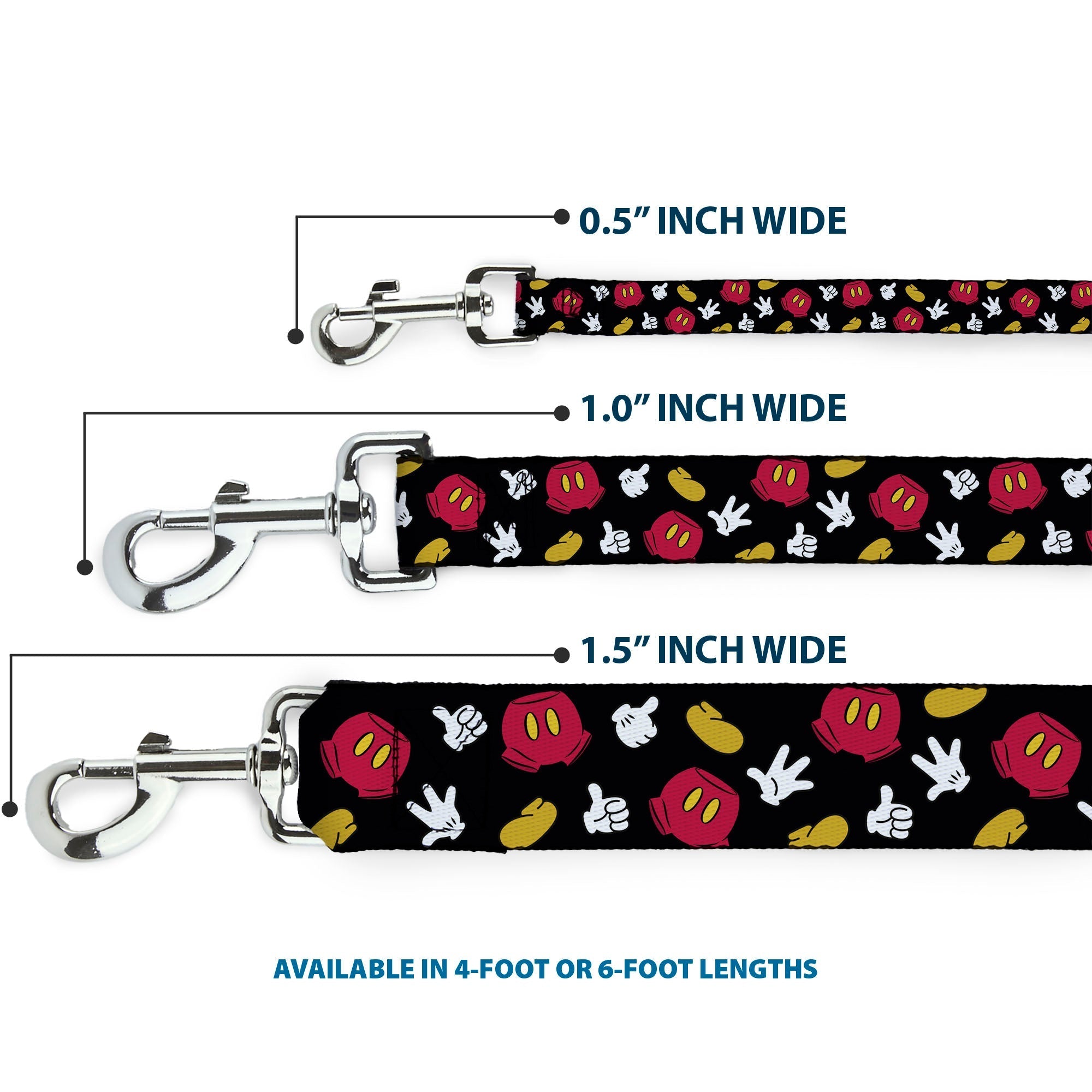 Dog Leash - Mickey Mouse Costume Elements Scattered Black