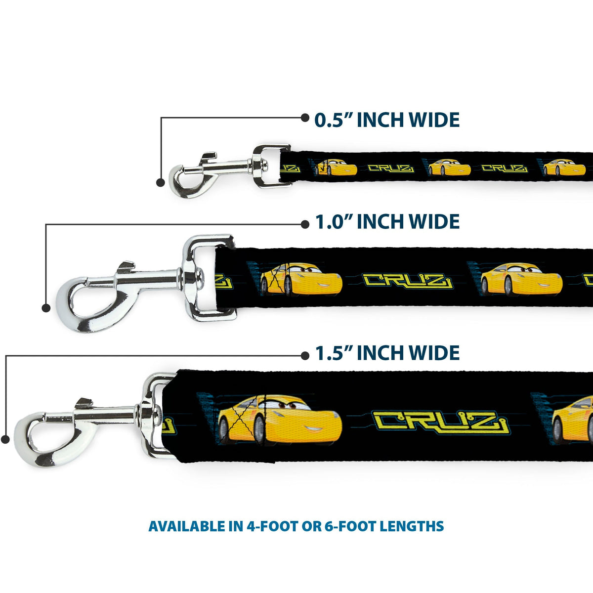 Dog Leash - Cars 3 CRUZ Car Profile Black/Blue/Yellow 