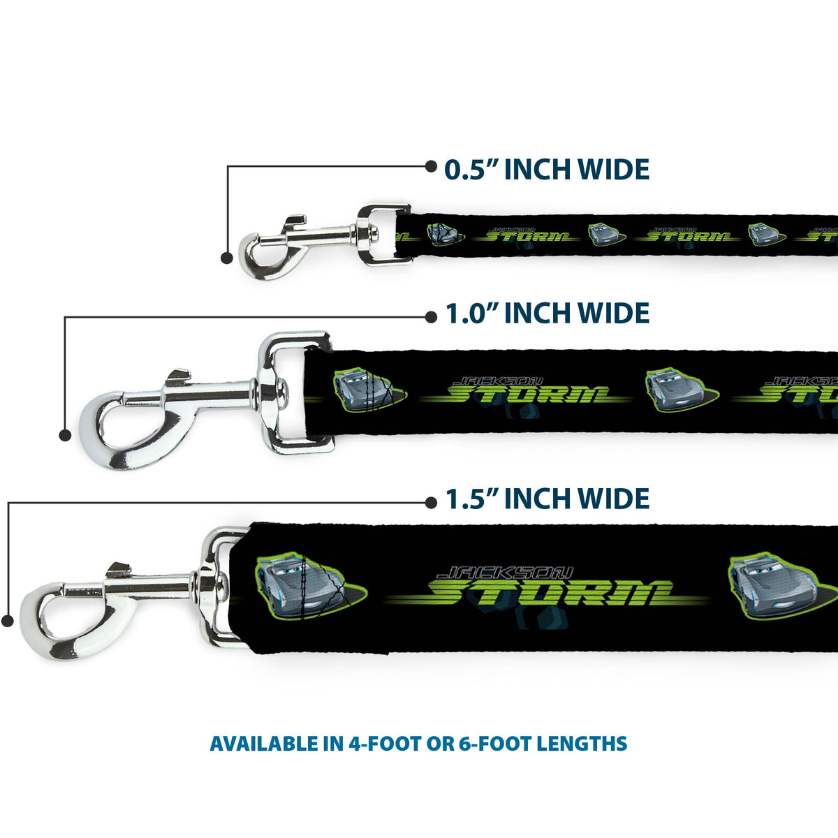Dog Leash - Cars 3 JACKSON STORM Pose/STRIPE Black/Greens