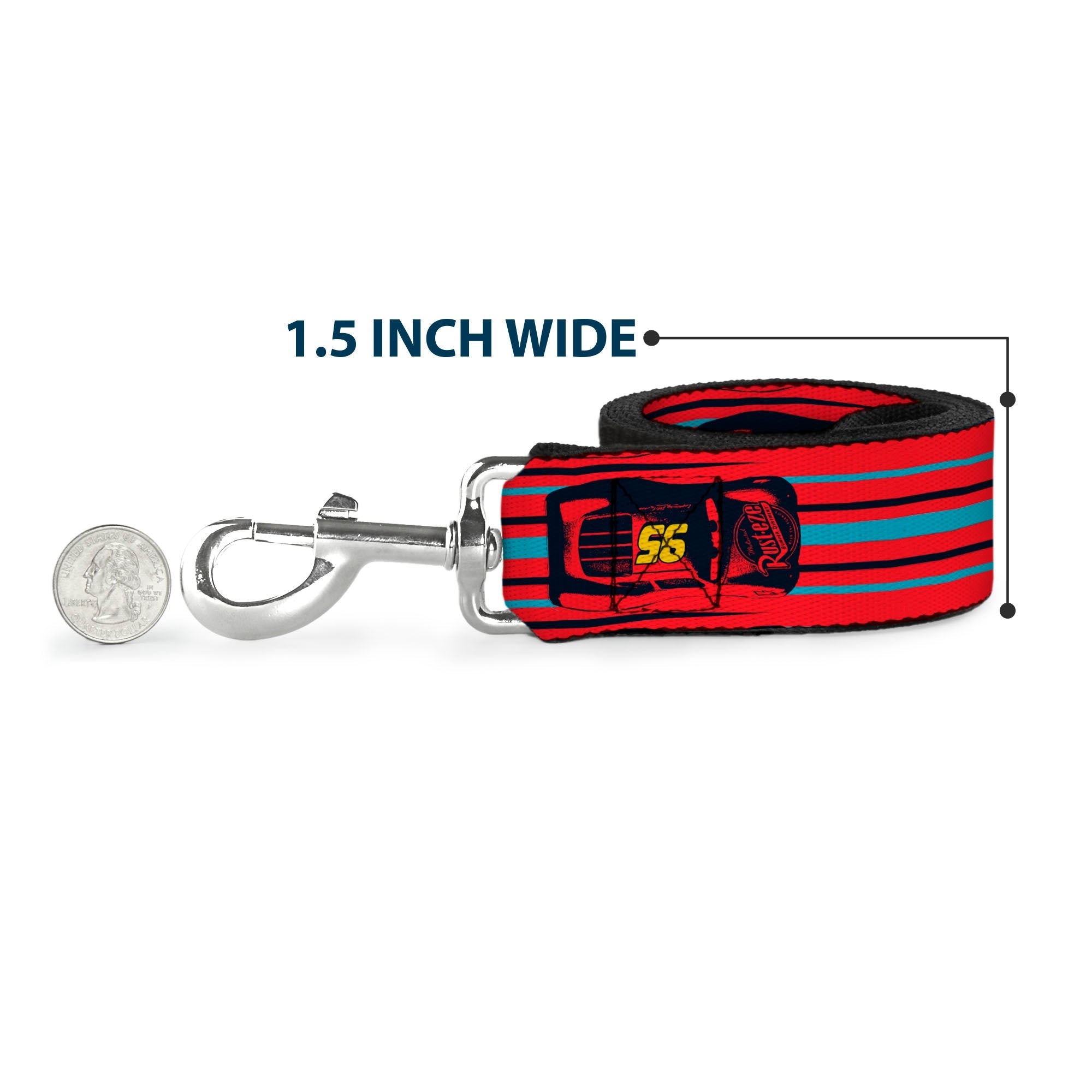 Dog Leash - Cars 3 LIGHTNING MCQUEEN Pose/Bolt Black/Yellows 