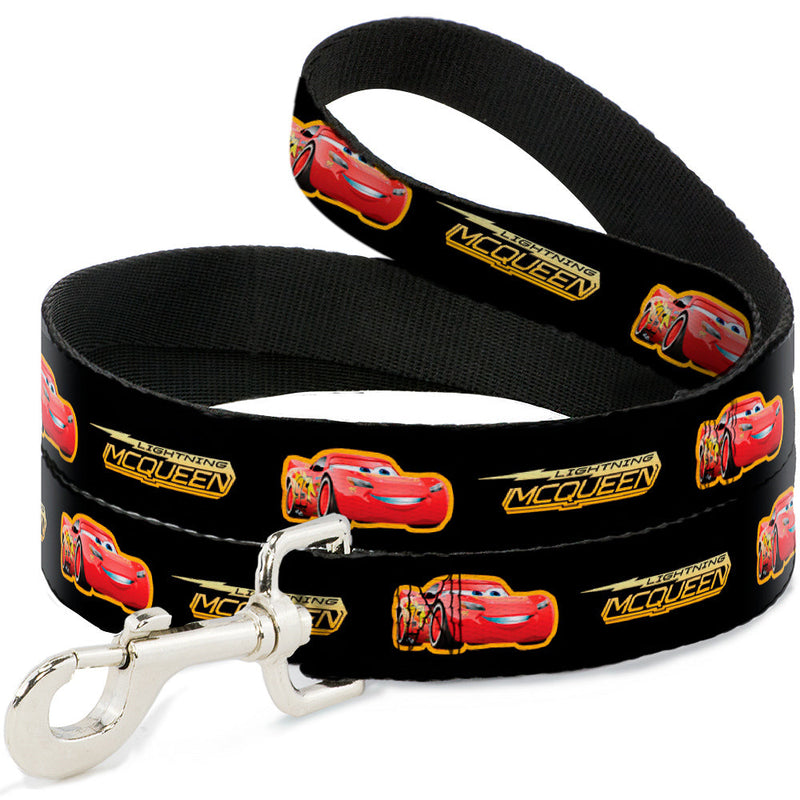 Dog Leash - Cars 3 LIGHTNING MCQUEEN Pose/Bolt Black/Yellows 