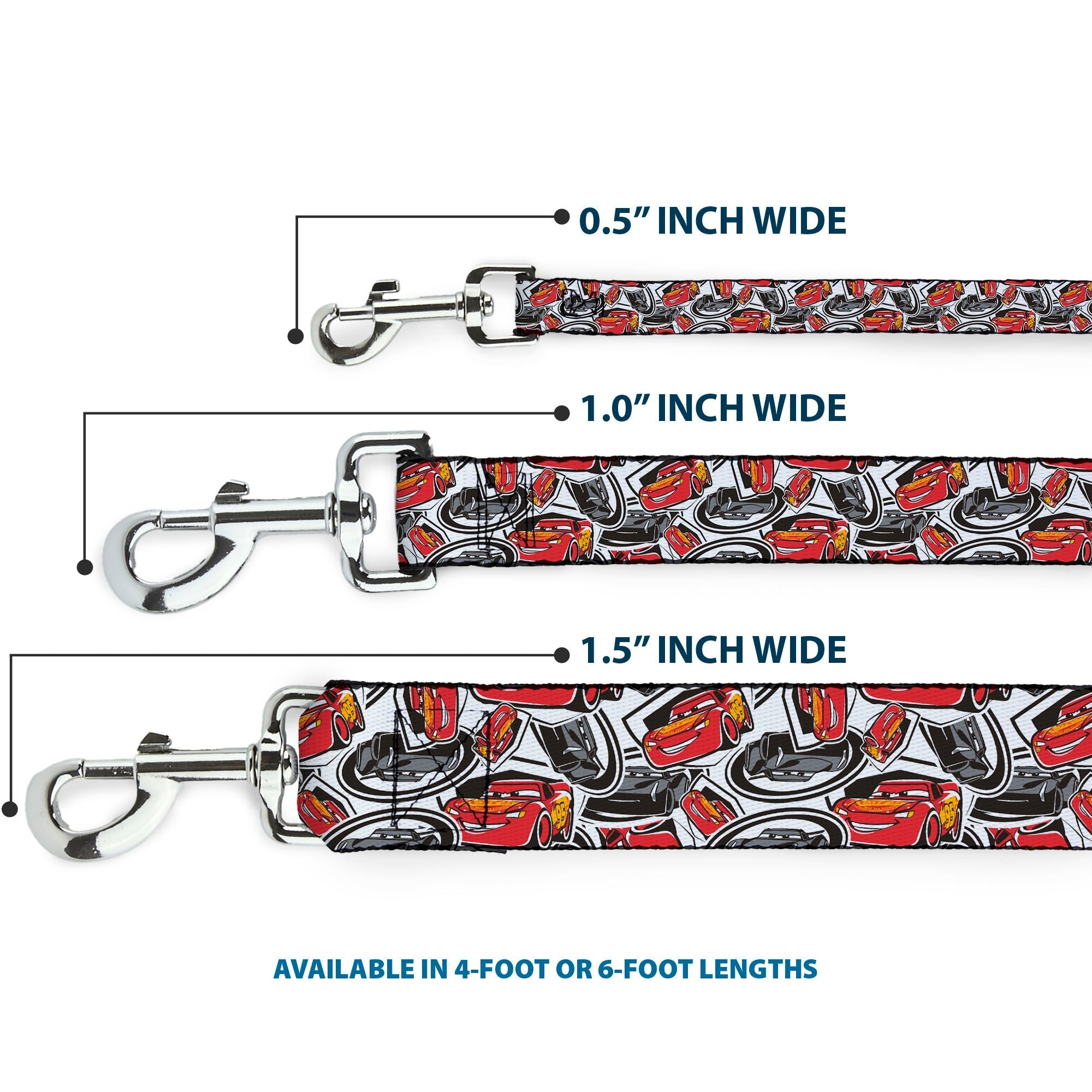 Dog Leash - Cars 3 Lightning McQueen/Storm Jackson Poses Scattered White 