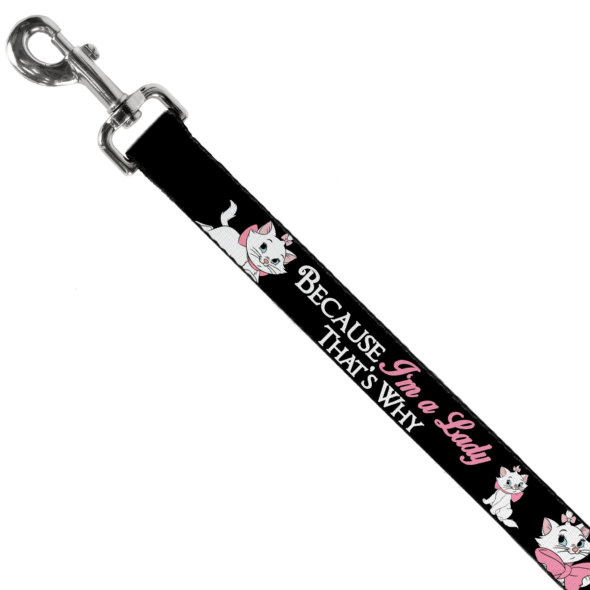 Dog Leash - Aristocats Marie 3-Poses BECAUSE IM A LADY THATS WHY Black/White/Pink