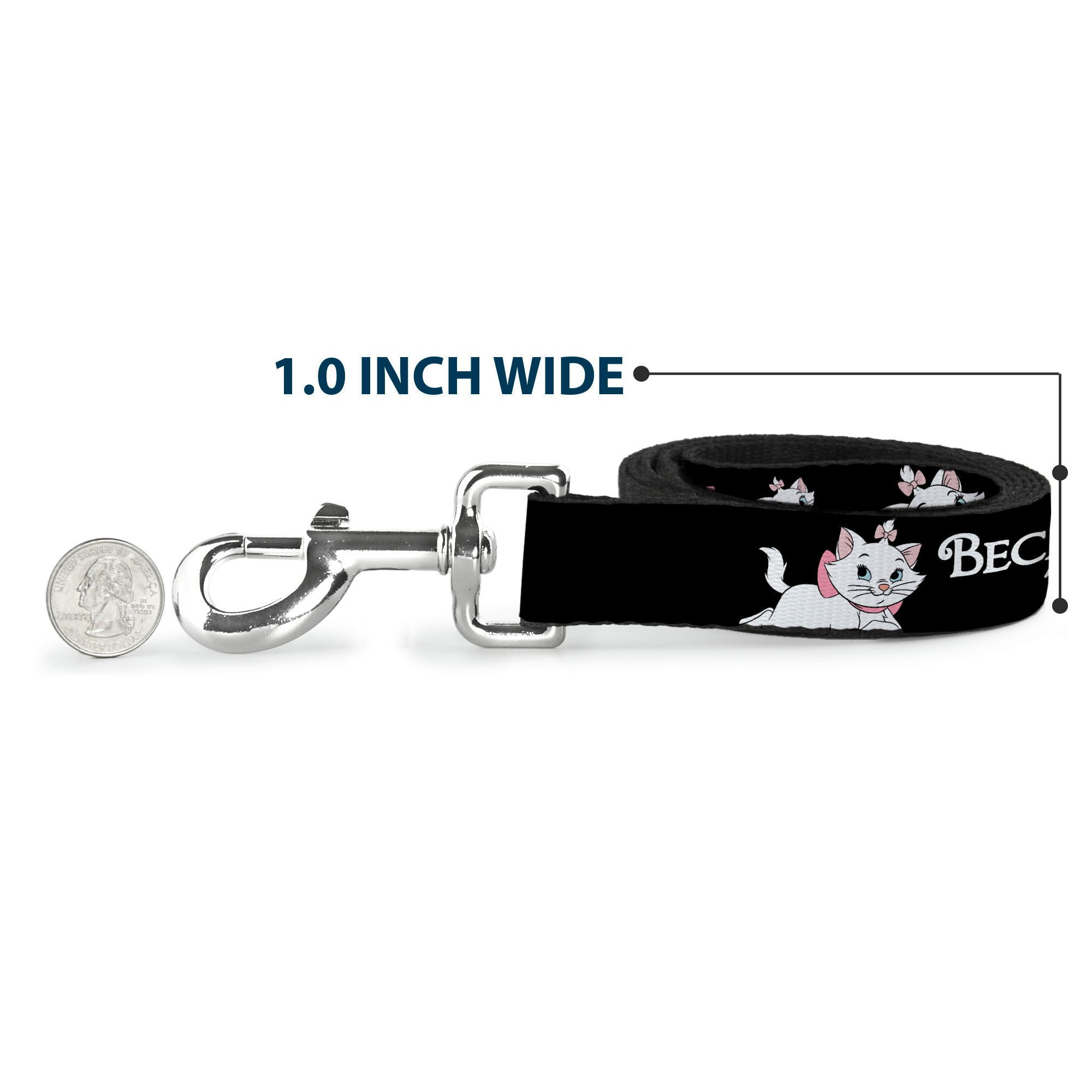 Dog Leash - Aristocats Marie 3-Poses BECAUSE IM A LADY THATS WHY Black/White/Pink