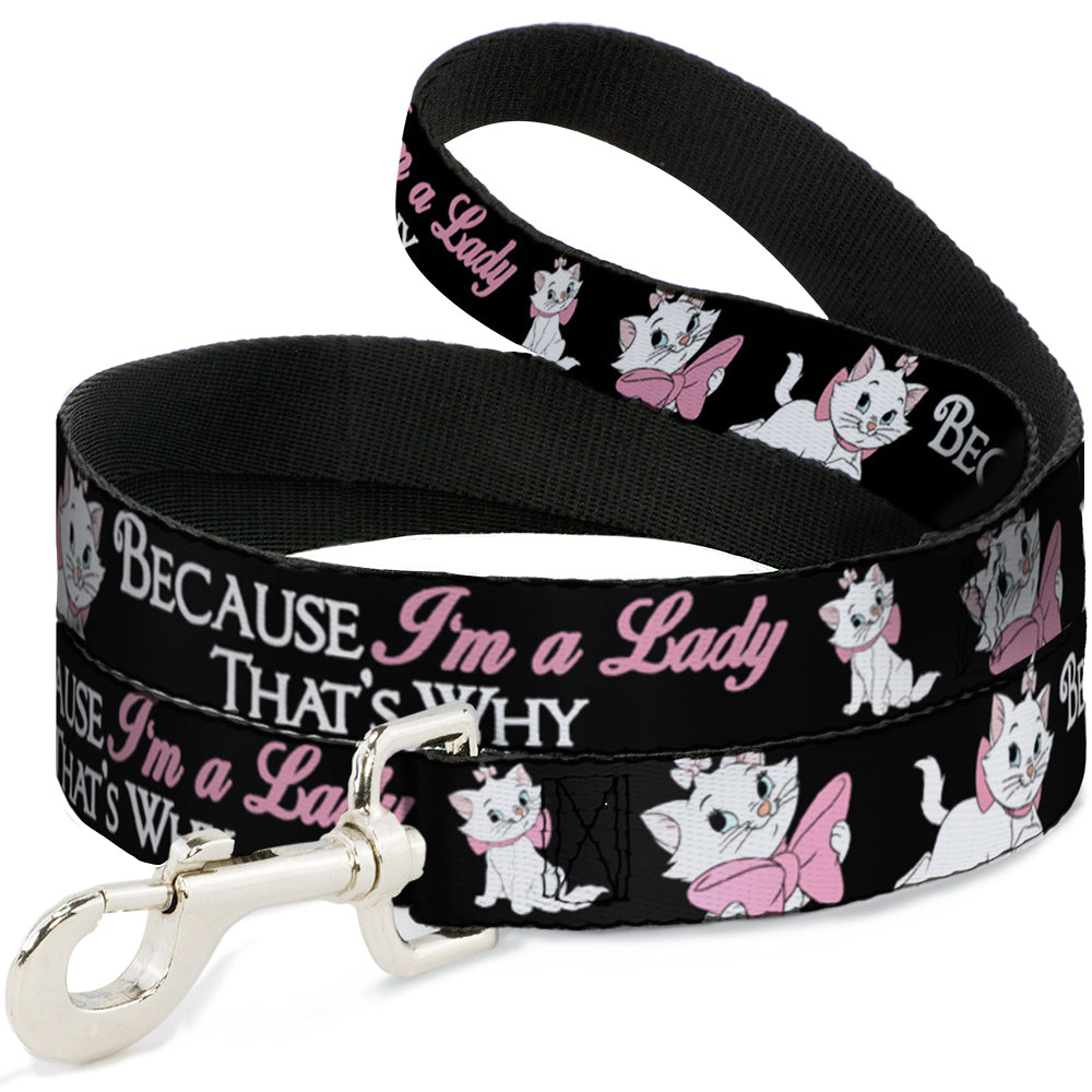 Dog Leash - Aristocats Marie 3-Poses BECAUSE IM A LADY THATS WHY Black/White/Pink