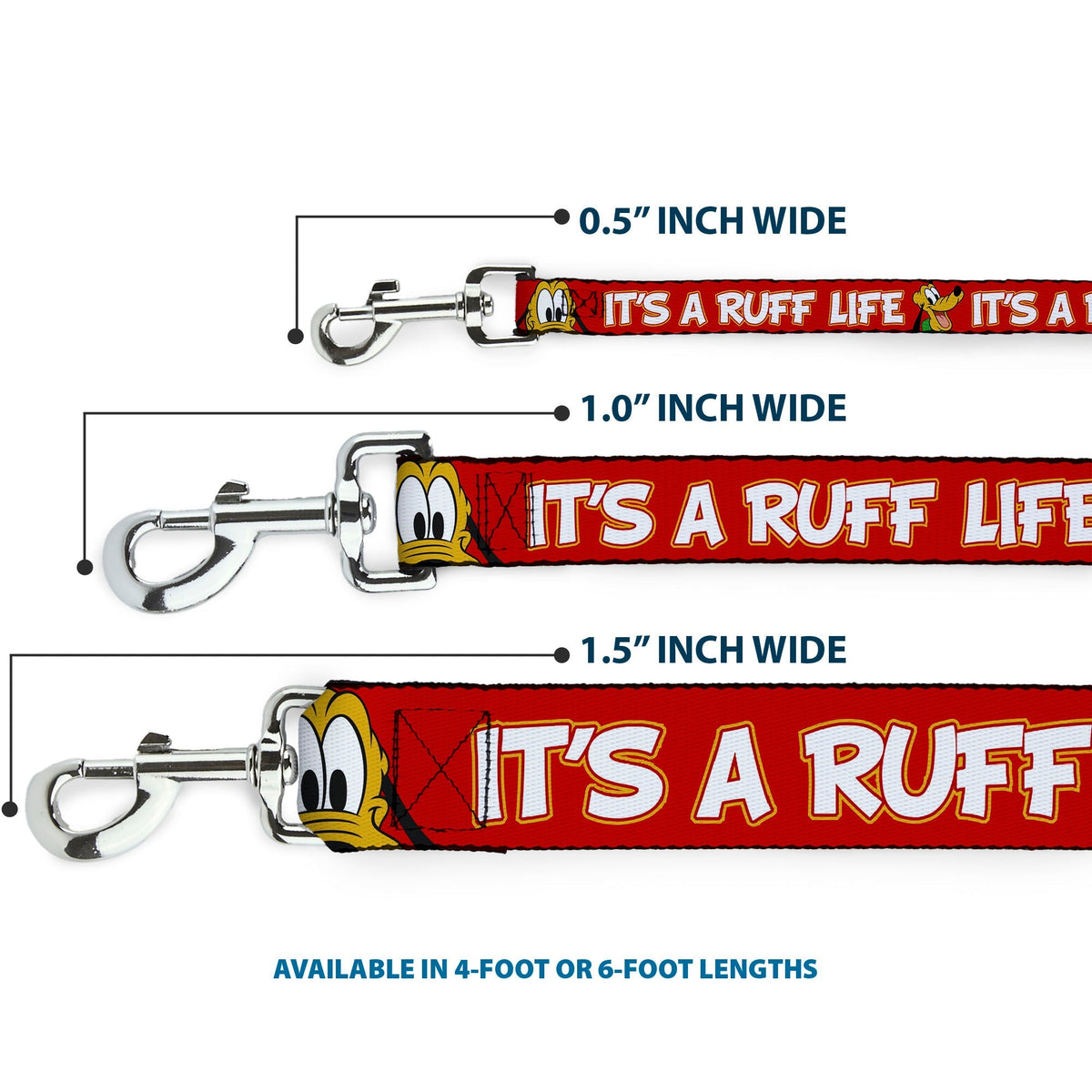 Dog Leash - Pluto 2-Pose ITS A RUFF LIFE Red/Yellow/White 
