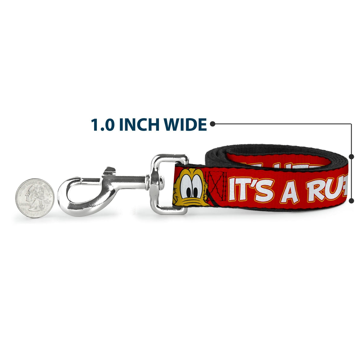 Dog Leash - Pluto 2-Pose ITS A RUFF LIFE Red/Yellow/White 