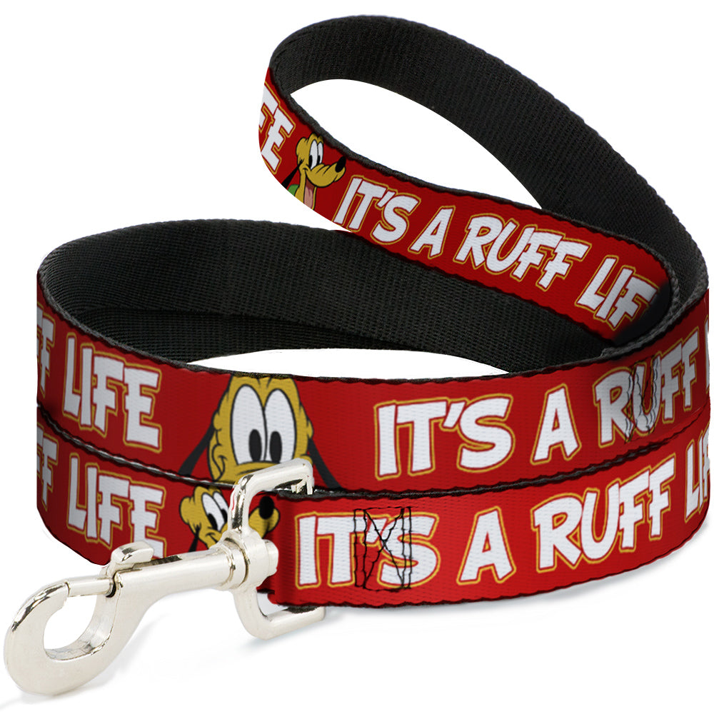 Dog Leash - Pluto 2-Pose ITS A RUFF LIFE Red/Yellow/White 