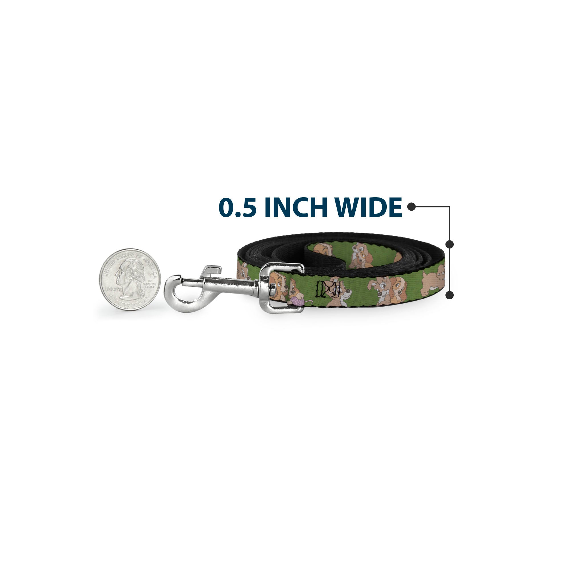 Dog Leash - Lady and Tramp 6-Poses Olive Green 