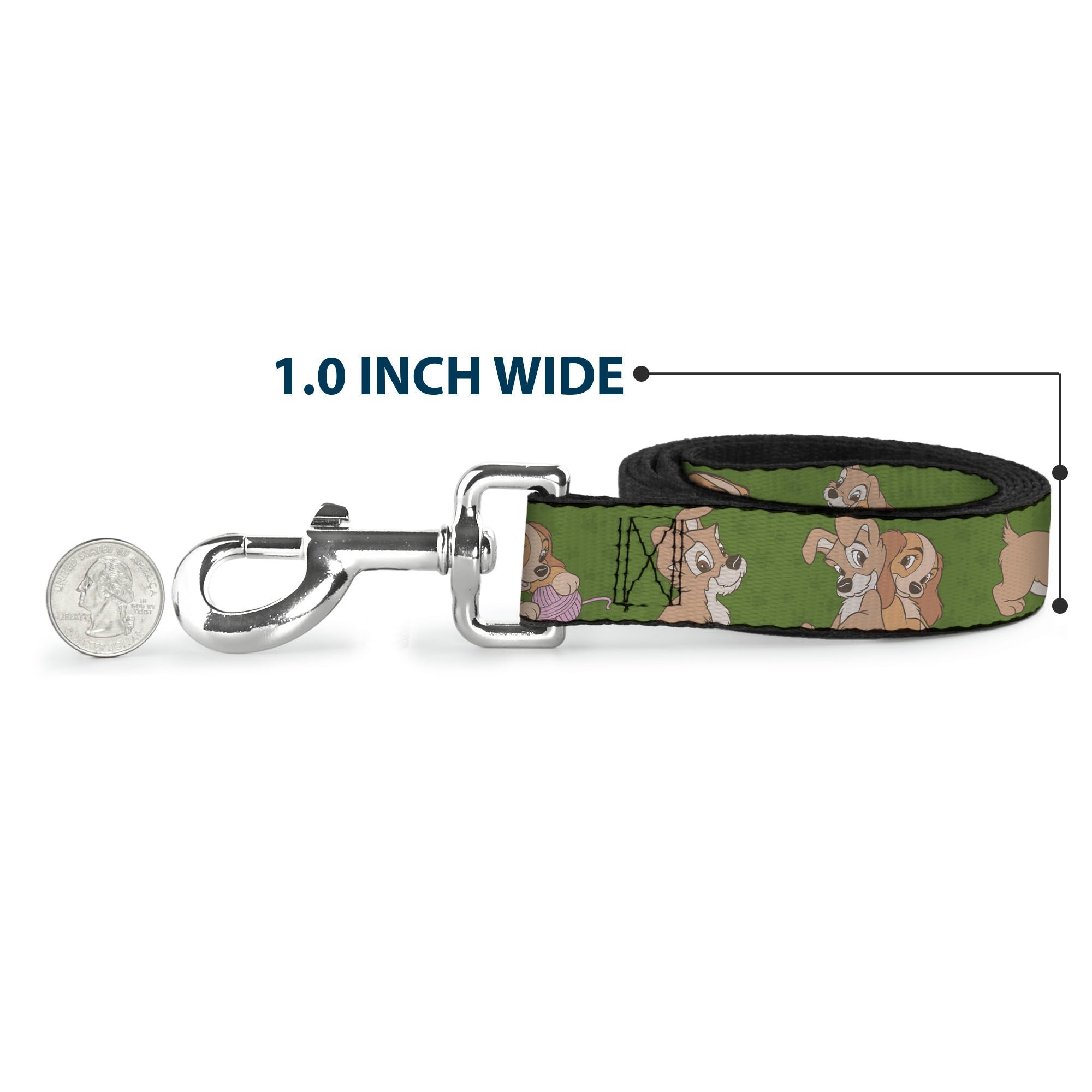Dog Leash - Lady and Tramp 6-Poses Olive Green 