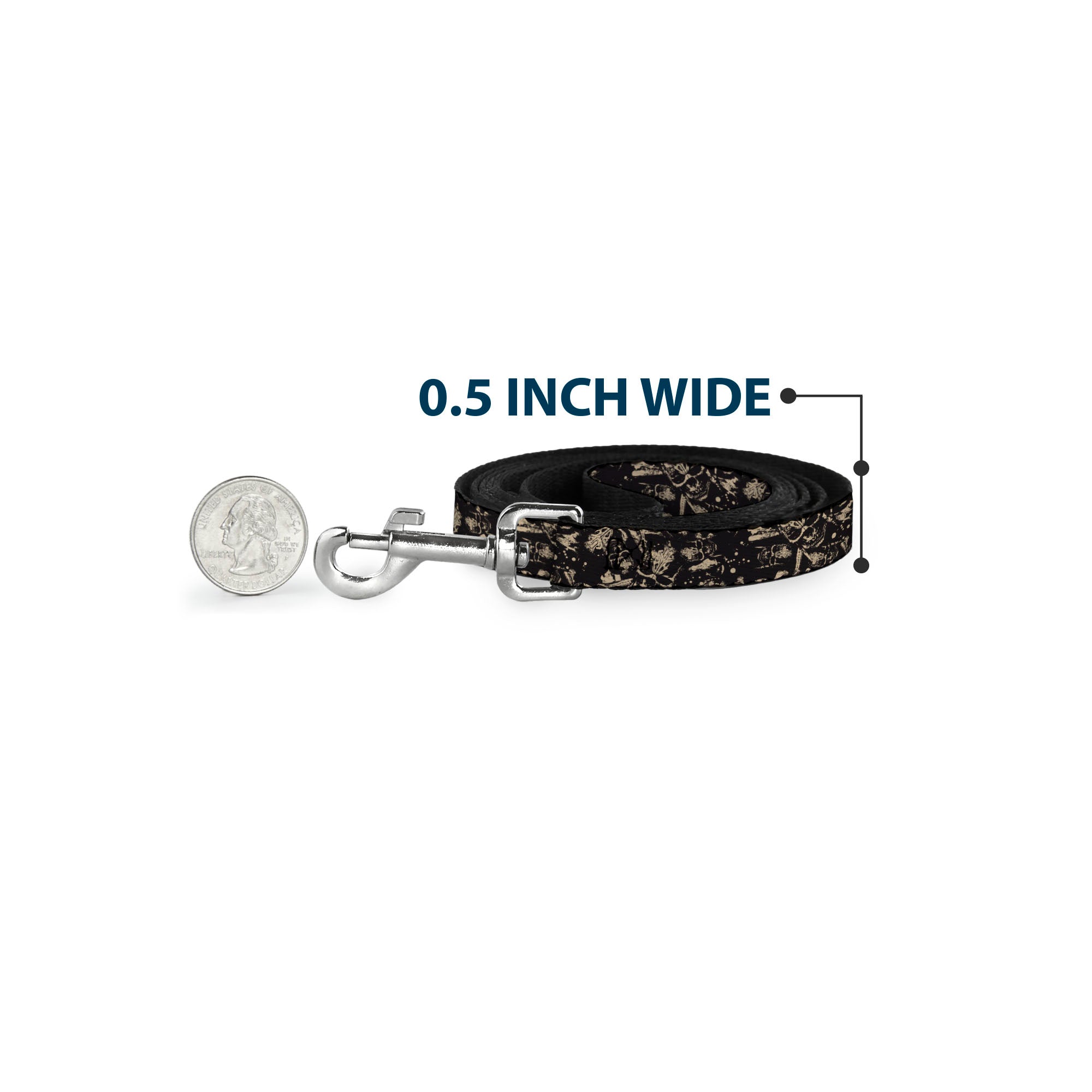 Dog Leash - Pirates Skulls Scattered/Splatter Black/Tan/Red