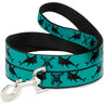 Dog Leash - Pirates Skull & Crossbones/Sharks Turquoise/Black