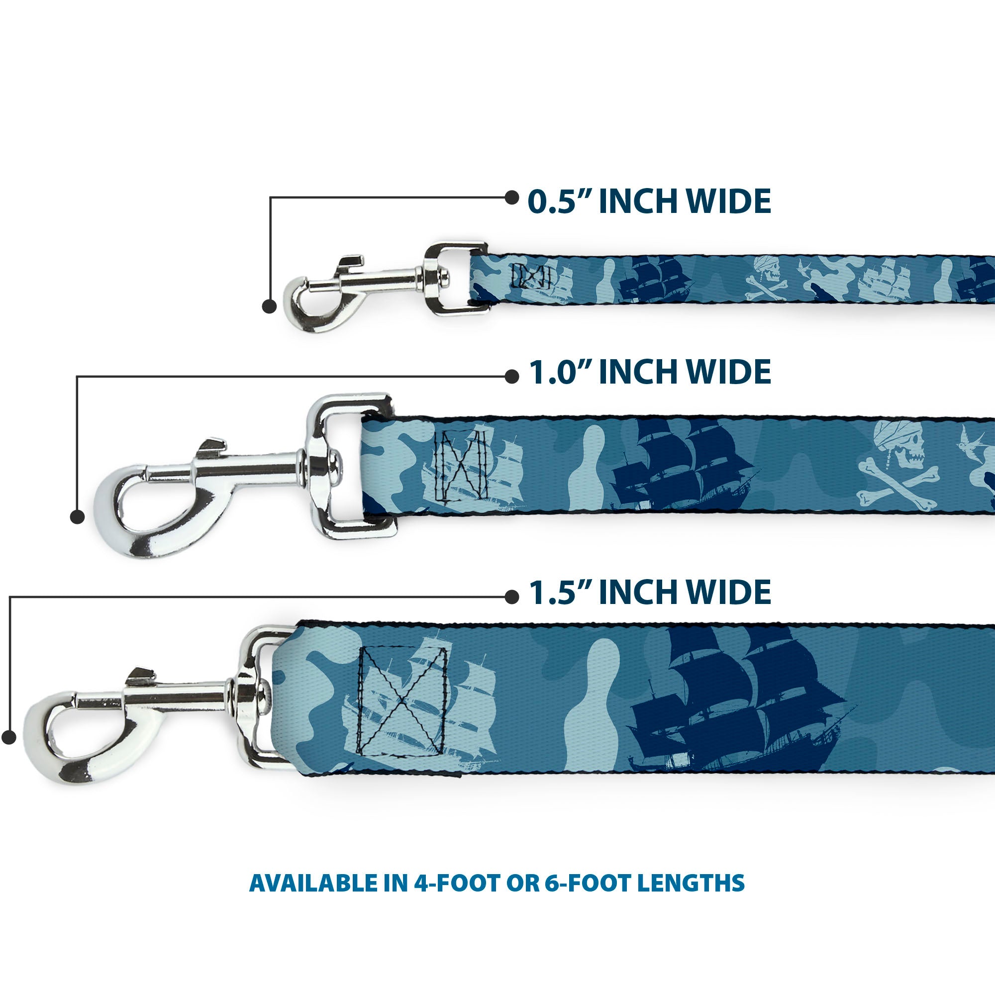 Dog Leash - Jack Sparrows Flag Icons/Black Pearl/Sharks Blues