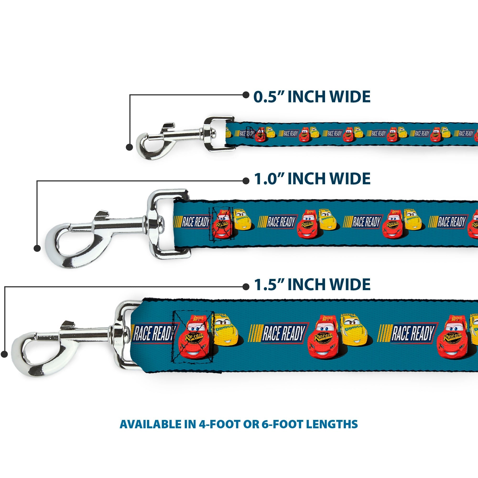 Dog Leash - Cars 3 Lightning McQueen/Cruz Ramirez Pose RACE READY Blue/Yellow/Red 
