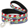 Dog Leash - Toy Story Buzz Lightyear Space Ranger Logo/Striping Red/White/Green/Purple