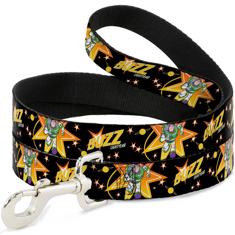 Dog Leash - Toy Story BUZZ LIGHTYEAR Running Pose/Stars Black/Orange/Yellow - HT Animal Supply