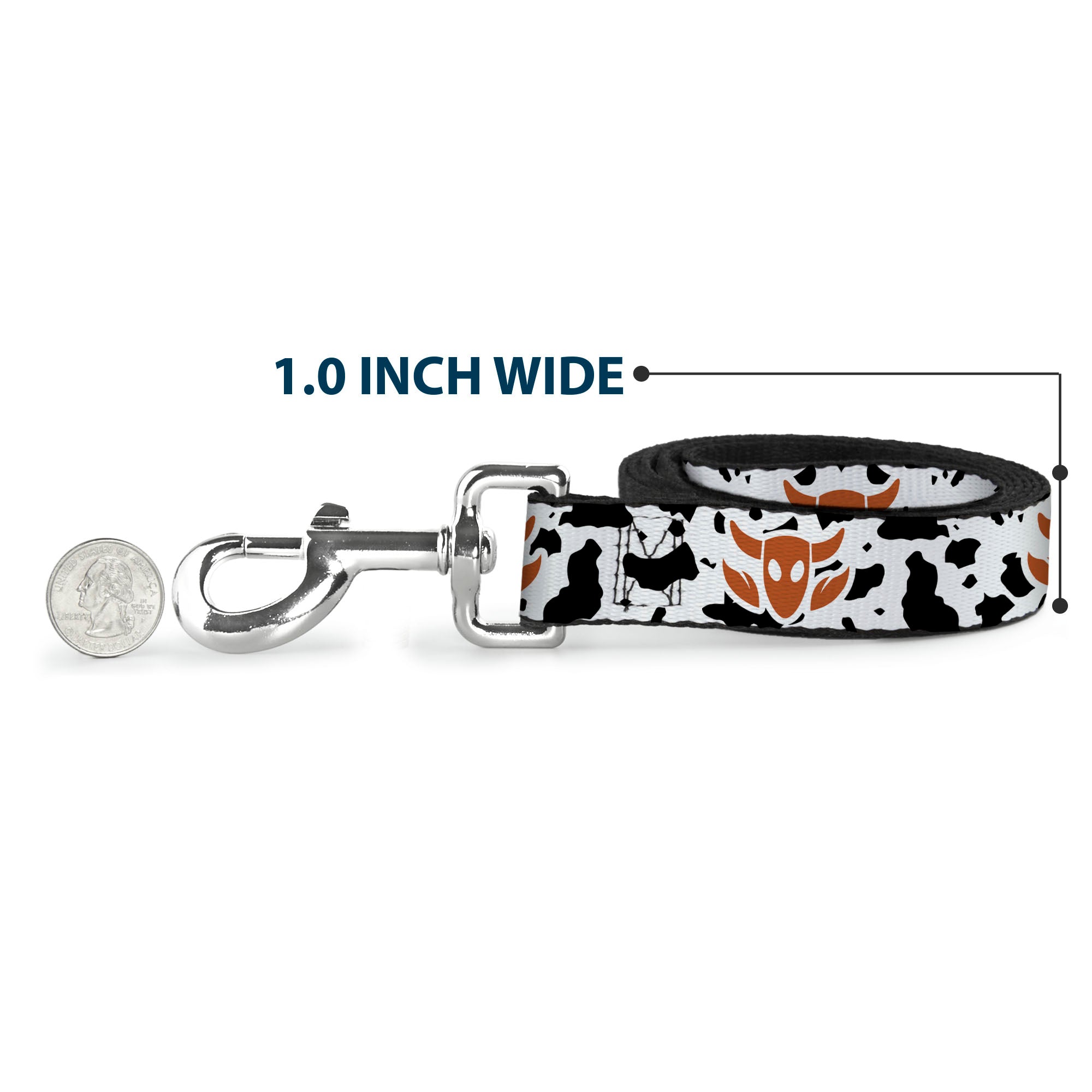 Dog Leash - Toy Story Woody Bounding Cowboy Cow Print White/Black/Brown