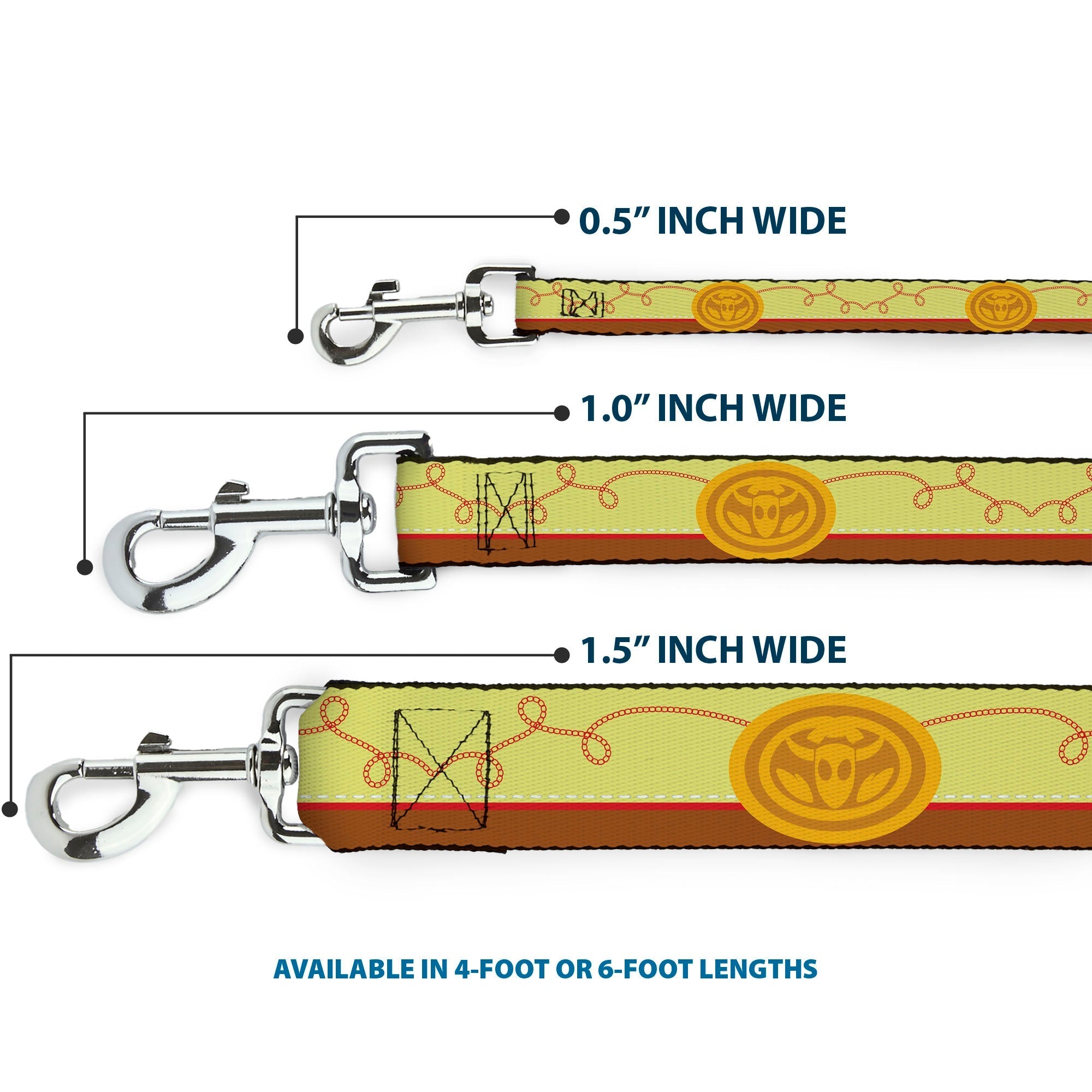 Dog Leash - Toy Story Jessie Bounding Cowboy Buckle Lasso Stripe Yellow/Red/Brown 