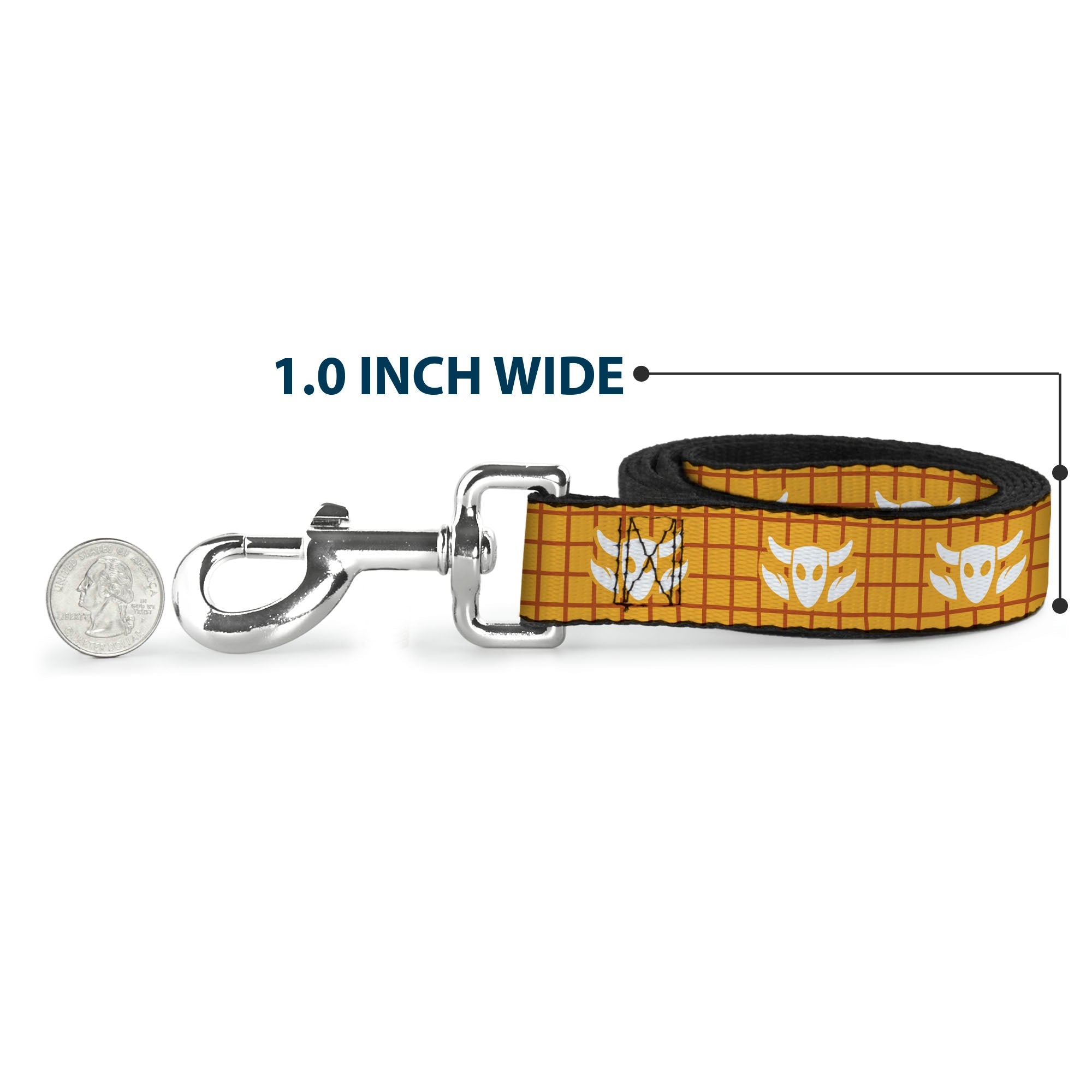 Dog Leash - Toy Story Woody Plaid Shirt/Cowboy Bull Icon Gold/Red/White