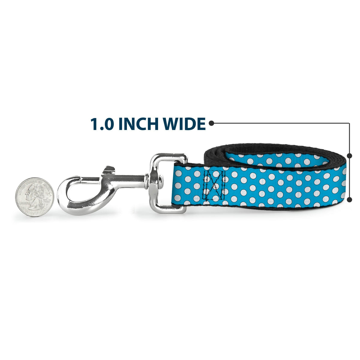 Dog Leash - Minnie Mouse Bow Dots Blue/Black/White/Red 