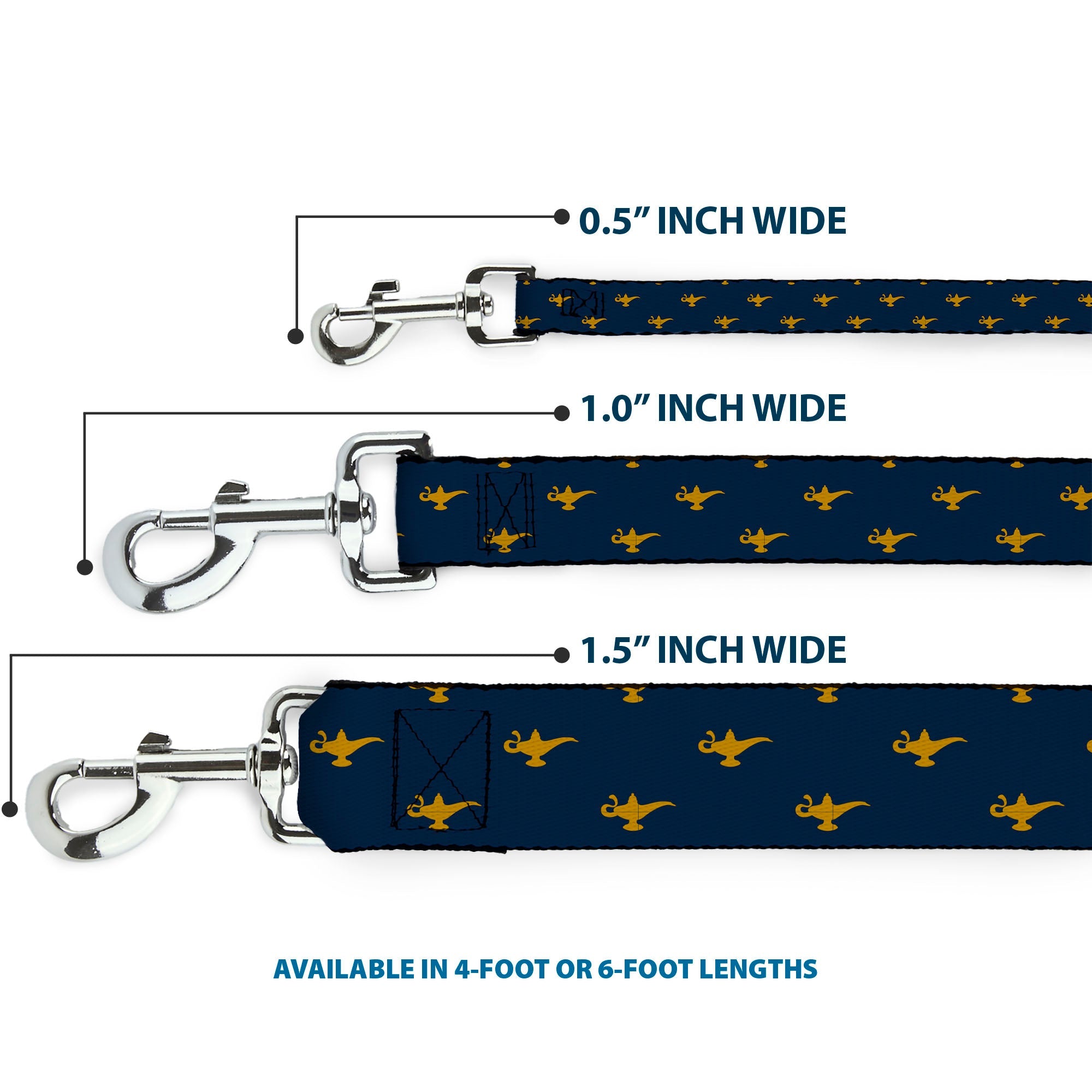 Dog Leash - Aladdin Genie Lamp Monogram Navy/Gold - HT Animal Supply