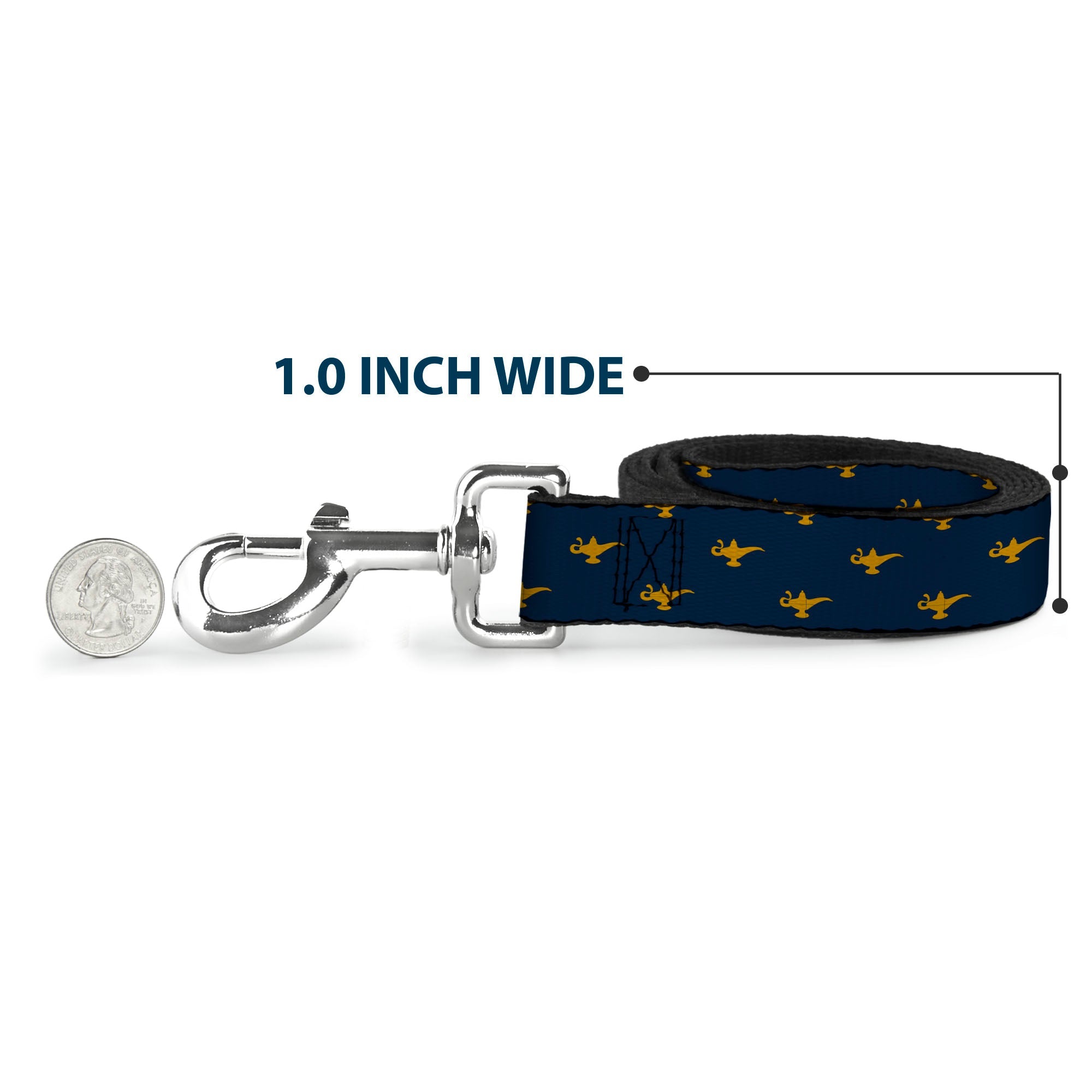 Dog Leash - Aladdin Genie Lamp Monogram Navy/Gold - HT Animal Supply