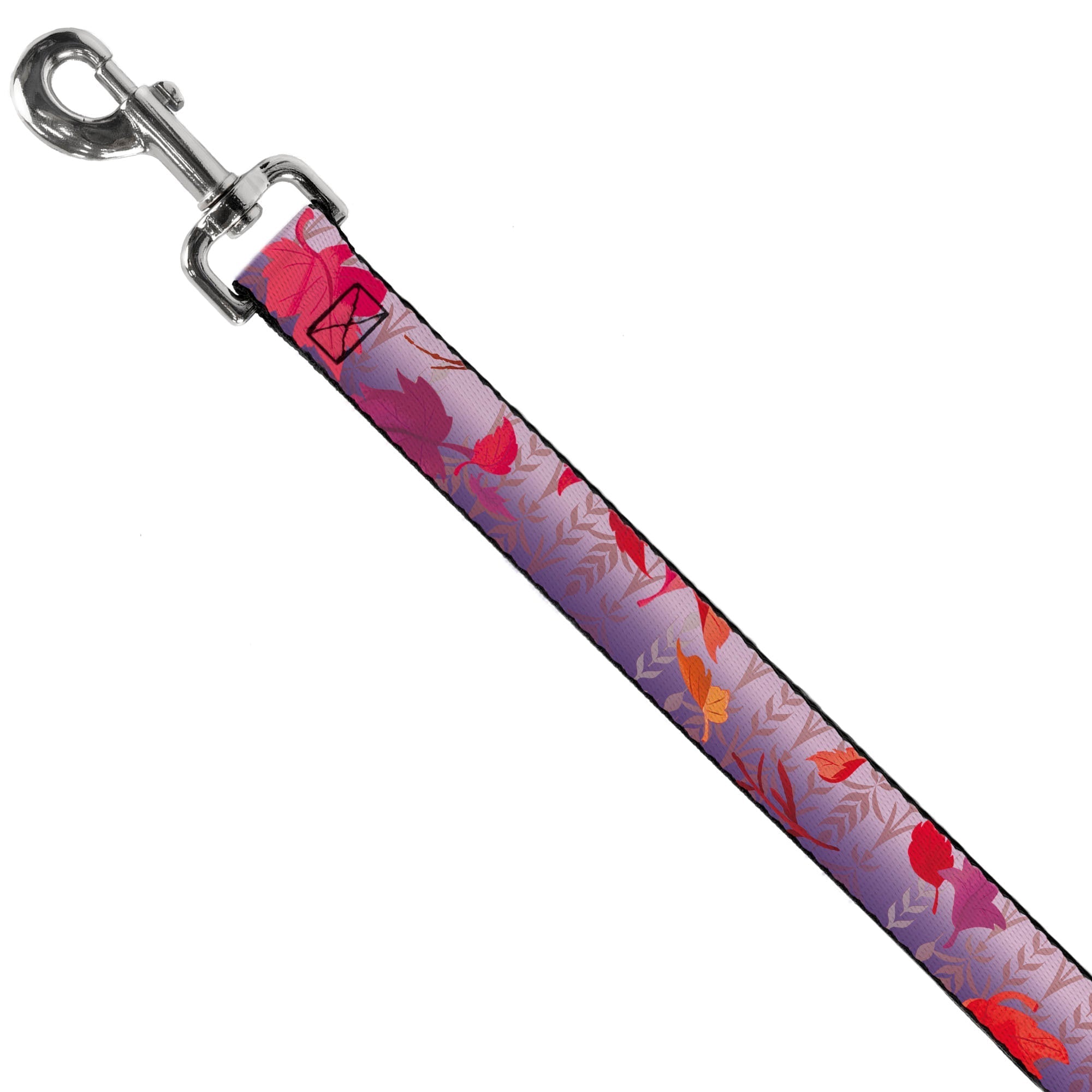 Dog Leash - Frozen II Swirling Leaves/Floral Trim Purples/Reds 