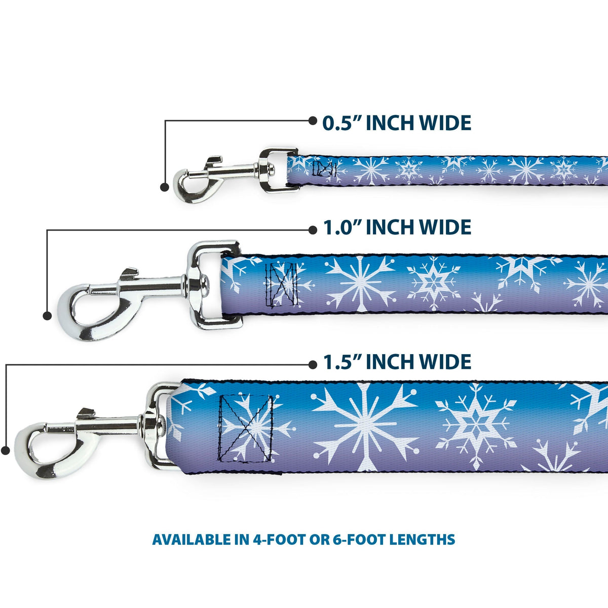 Dog Leash - Frozen II Snowflakes Blues/Purples/White 