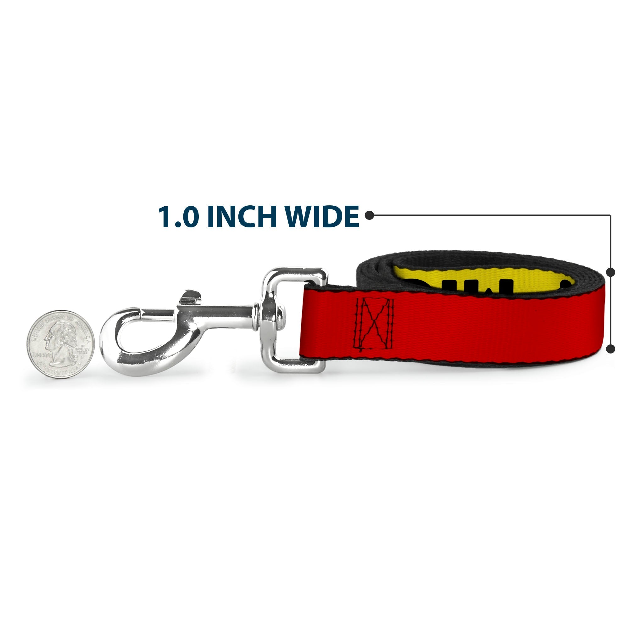 Dog Leash - MICKEY Smiling Up Pose Flip/Buttons Yellow/Black/Red