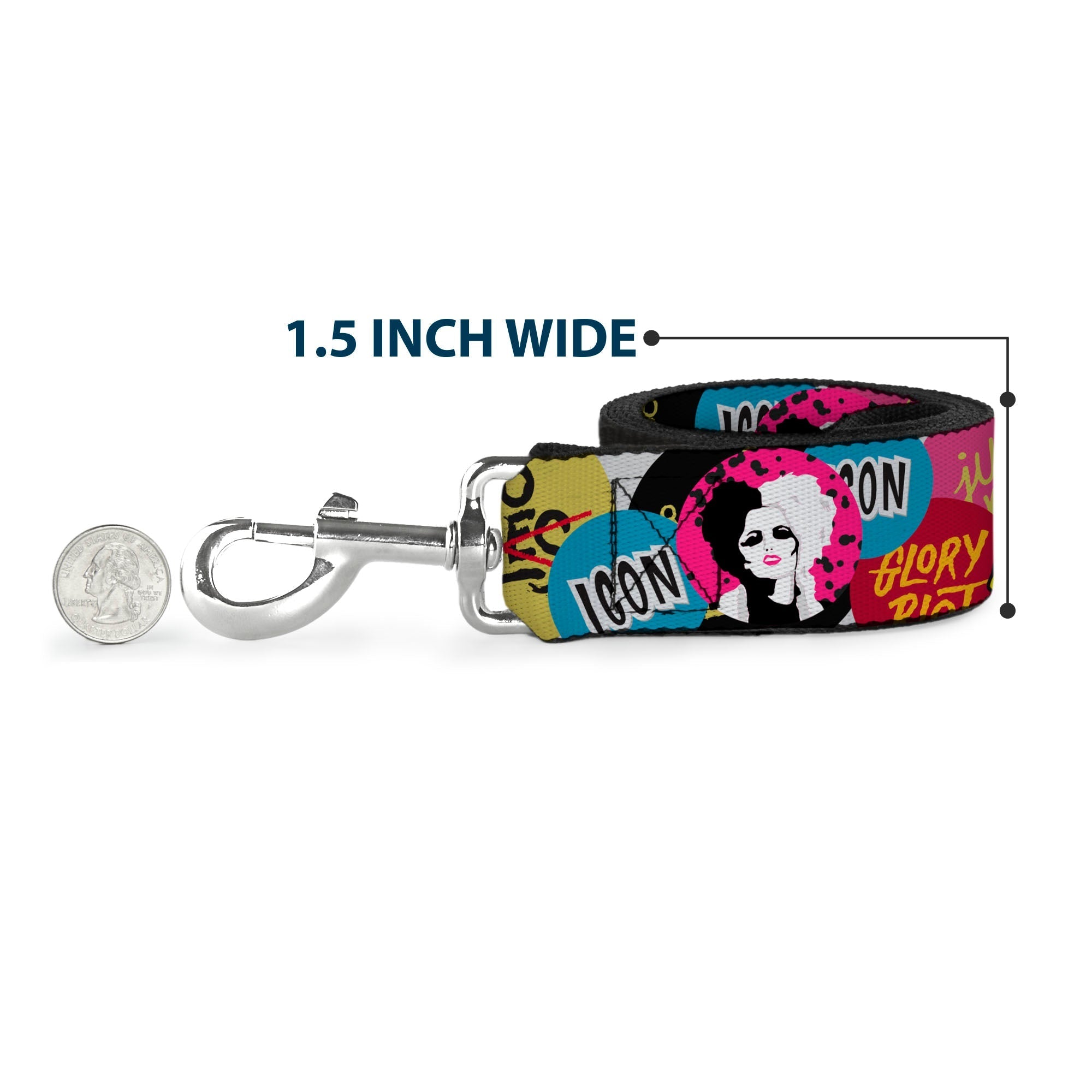 Dog Leash - MICKEY Smiling Up Pose Flip/Buttons Yellow/Black/Red