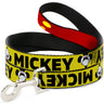 Dog Leash - MICKEY Smiling Up Pose Flip/Buttons Yellow/Black/Red