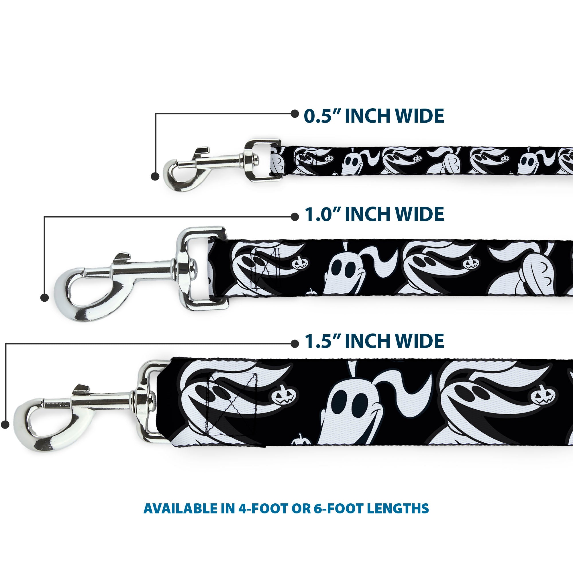 Dog Leash - Nightmare Before Christmas Zero Expressions Black/White