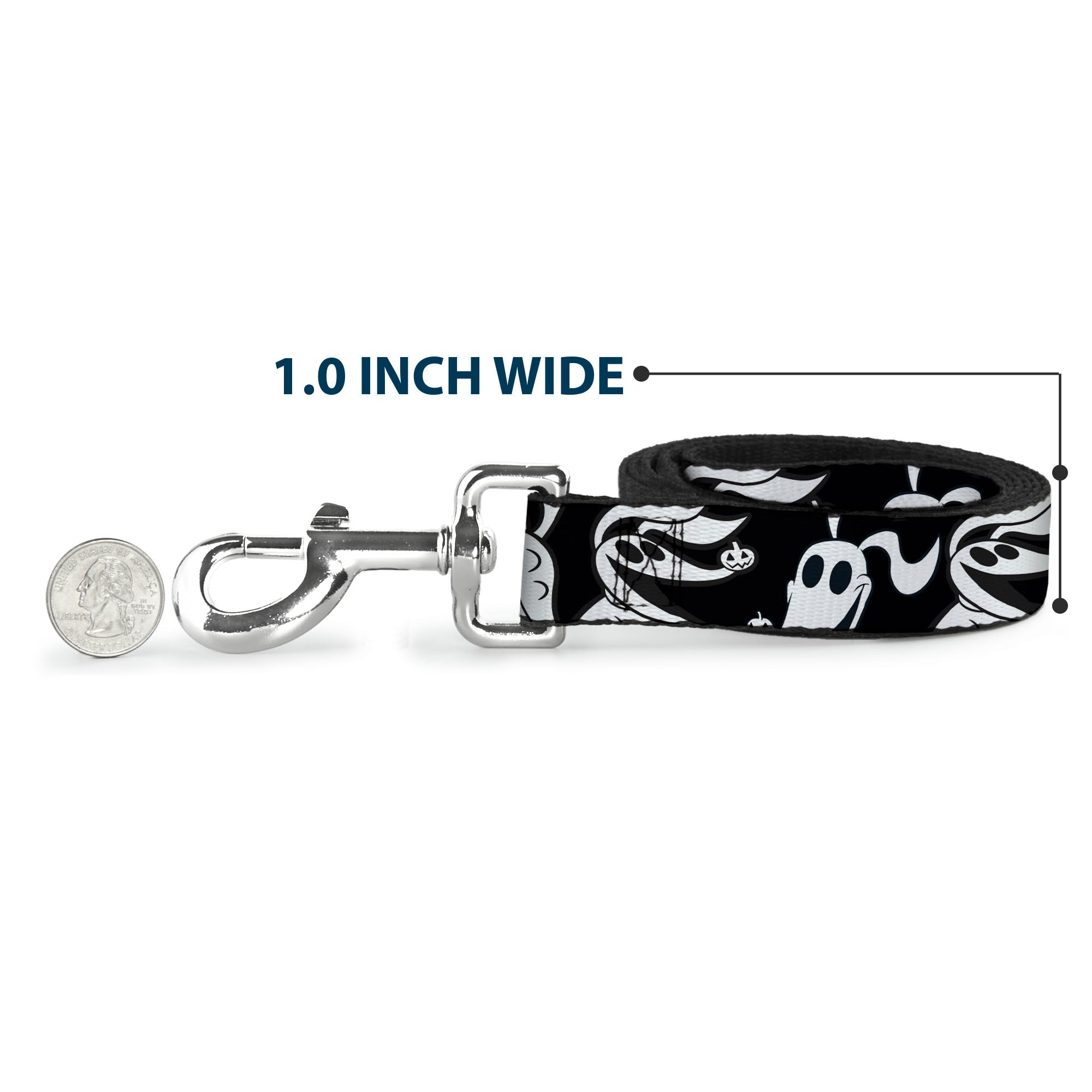Dog Leash - Nightmare Before Christmas Zero Expressions Black/White