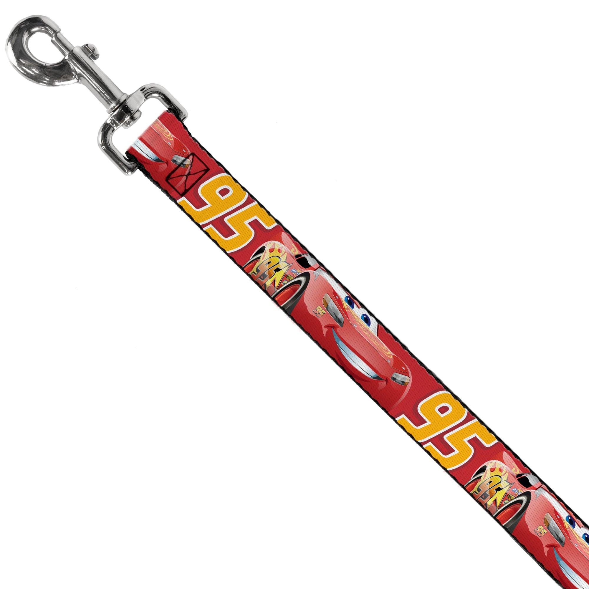 Dog Leash - Cars Lightning McQueen Smiling Pose/95 Reds/White/Orange 