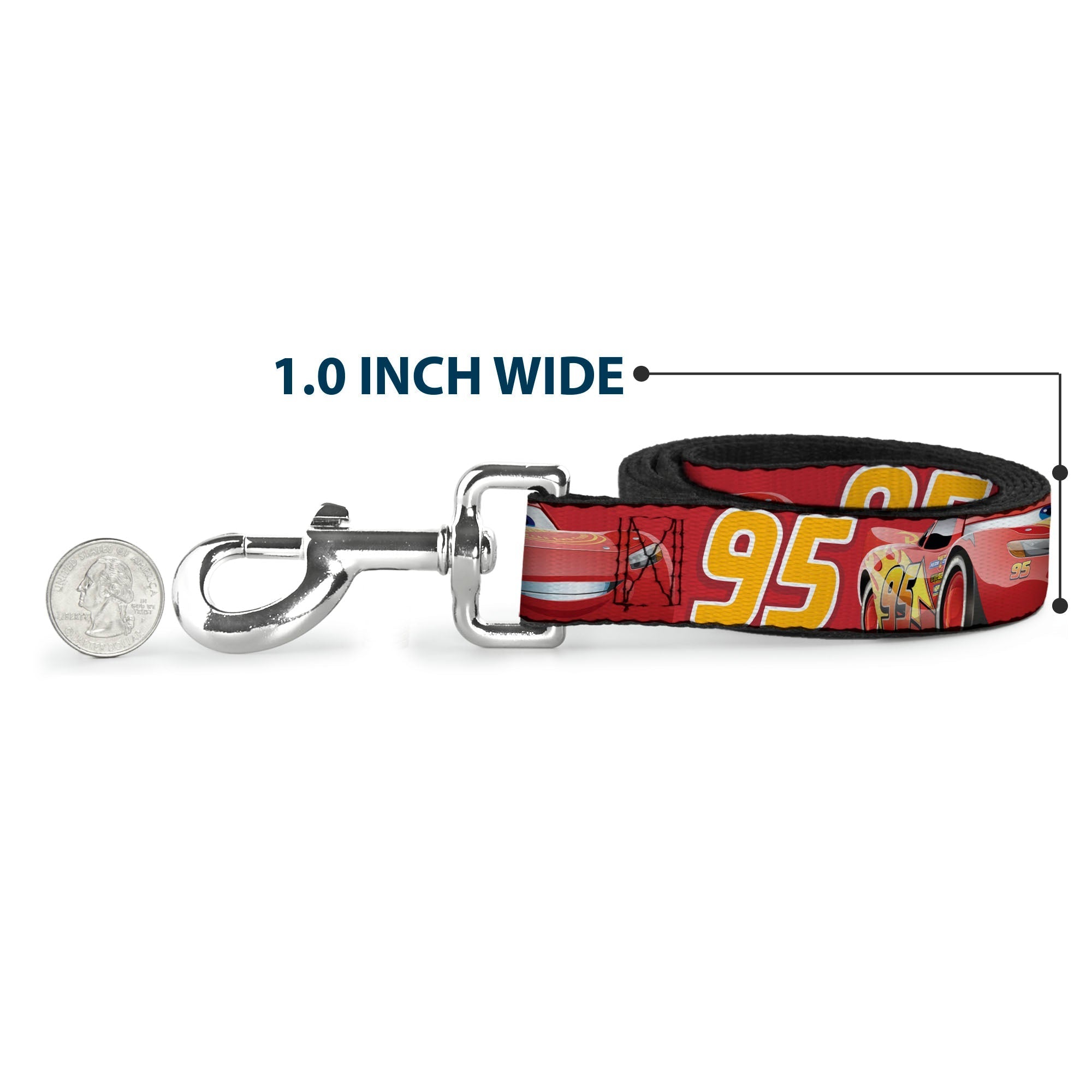 Dog Leash - Cars Lightning McQueen Smiling Pose/95 Reds/White/Orange 