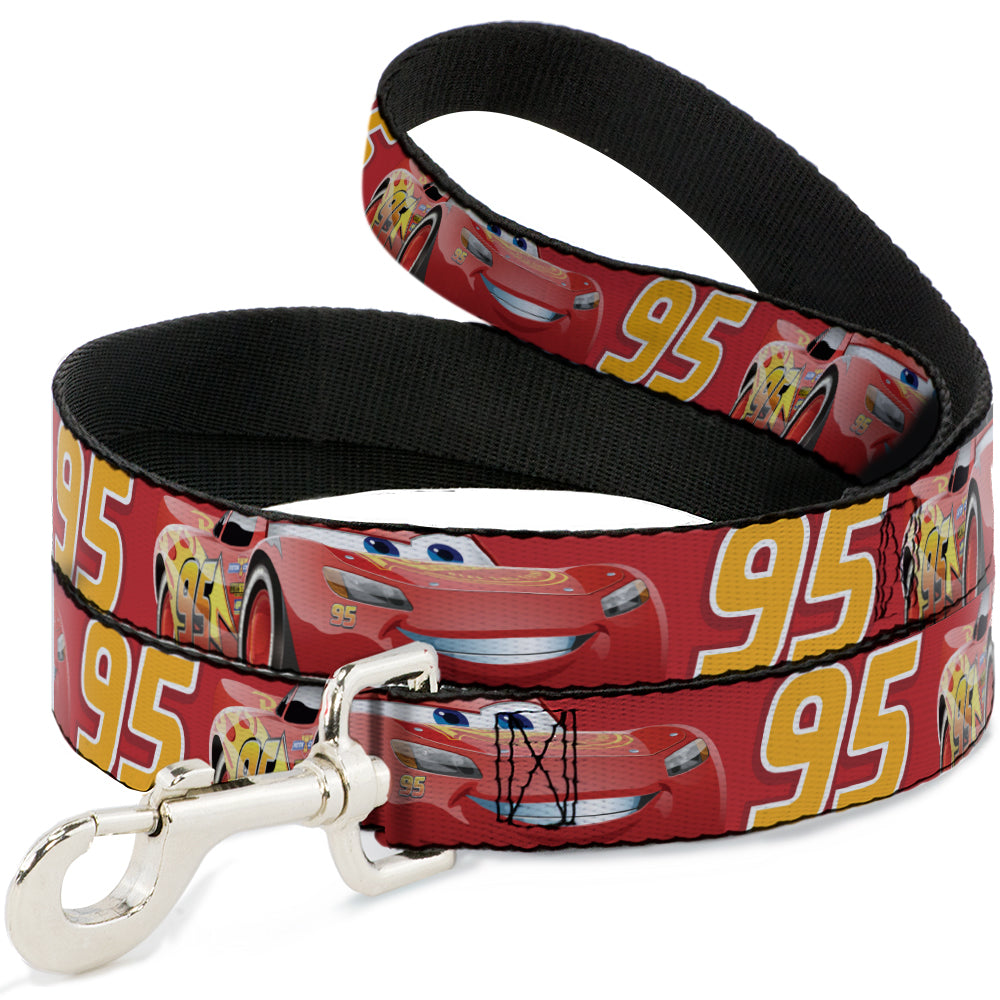 Dog Leash - Cars Lightning McQueen Smiling Pose/95 Reds/White/Orange 