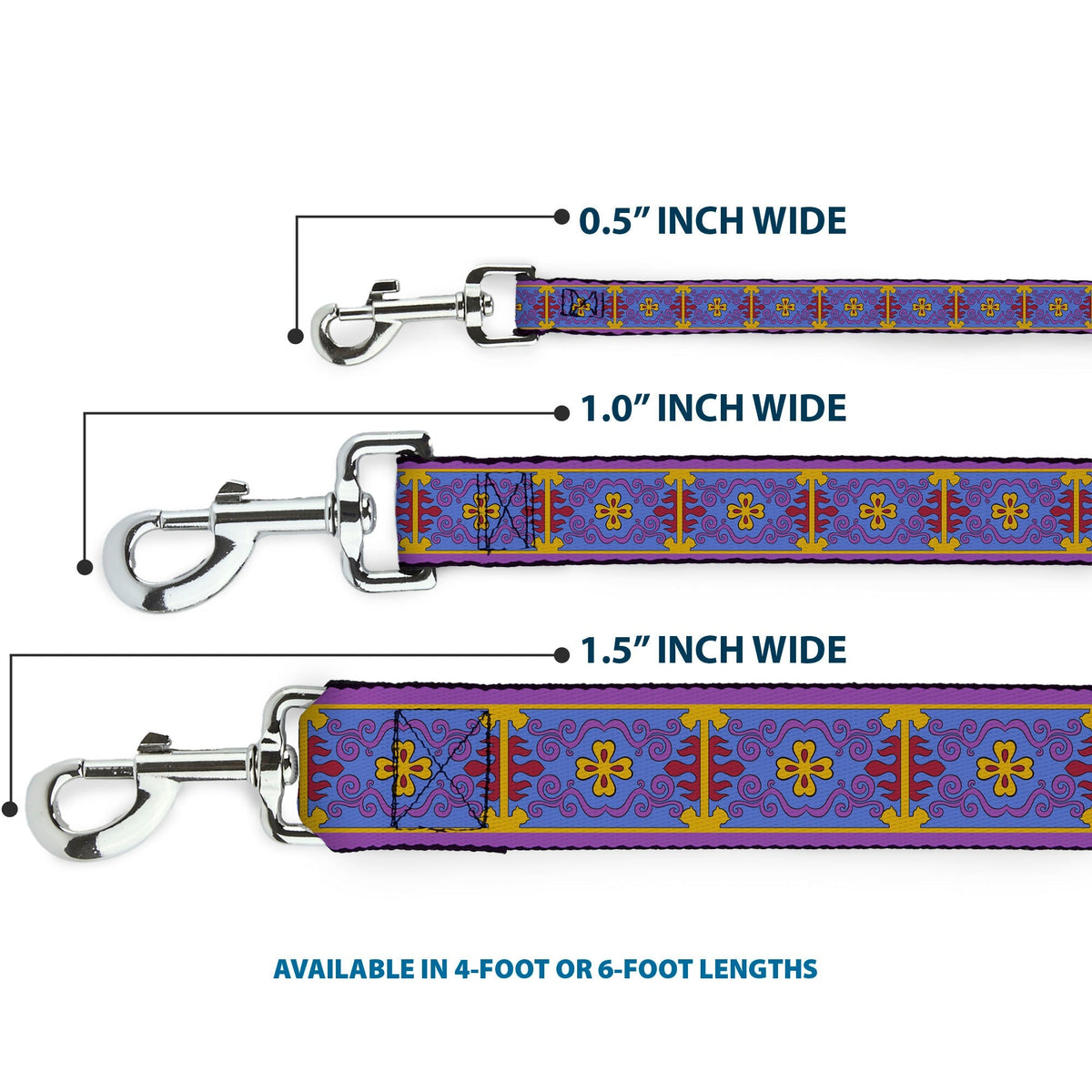 Dog Leash - Classic Aladdin Magic Carpet Tapestry Blue/Purple/Gold/Red 