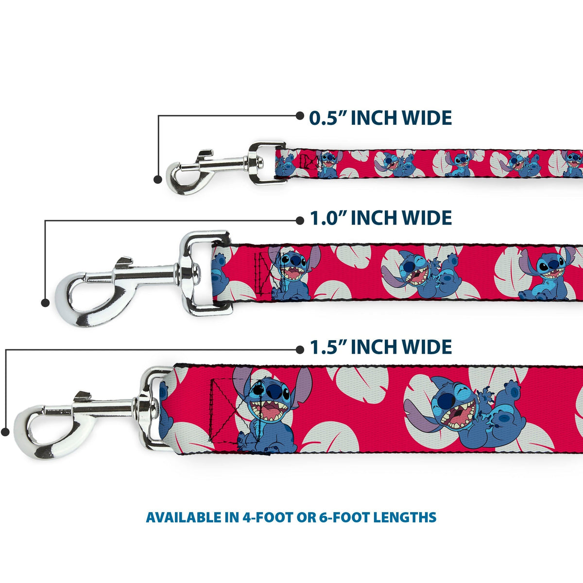 Dog Leash - Lilo & Stitch Stitch 4-Poses/Lilo Dress Leaves Red/Ivory 