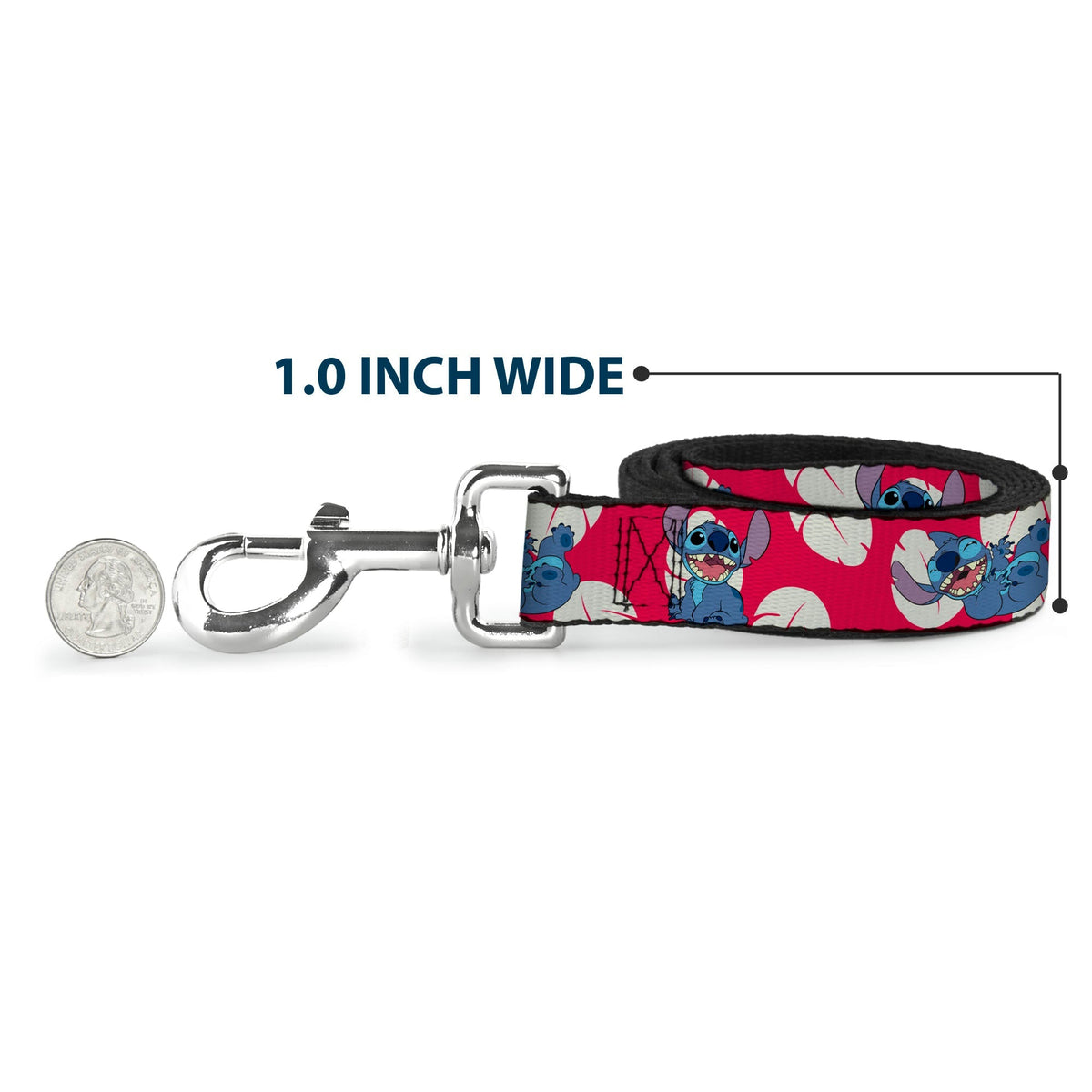 Dog Leash - Lilo & Stitch Stitch 4-Poses/Lilo Dress Leaves Red/Ivory 