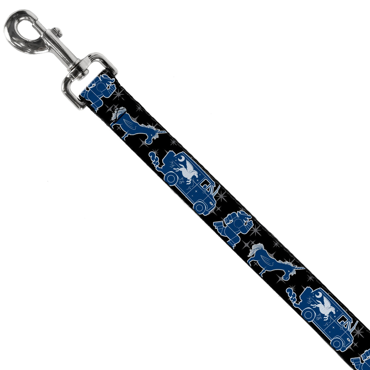 Dog Leash - Onward Barley/Unicorn/Guinevere Icons/Stars Black/Gray/Blues 