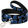 Dog Leash - Onward Barley/Unicorn/Guinevere Icons/Stars Black/Gray/Blues