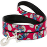 Dog Leash - Lilo & Stitch Stitch 2-Eating Poses/Lilo Dress Leaves Red/Ivory