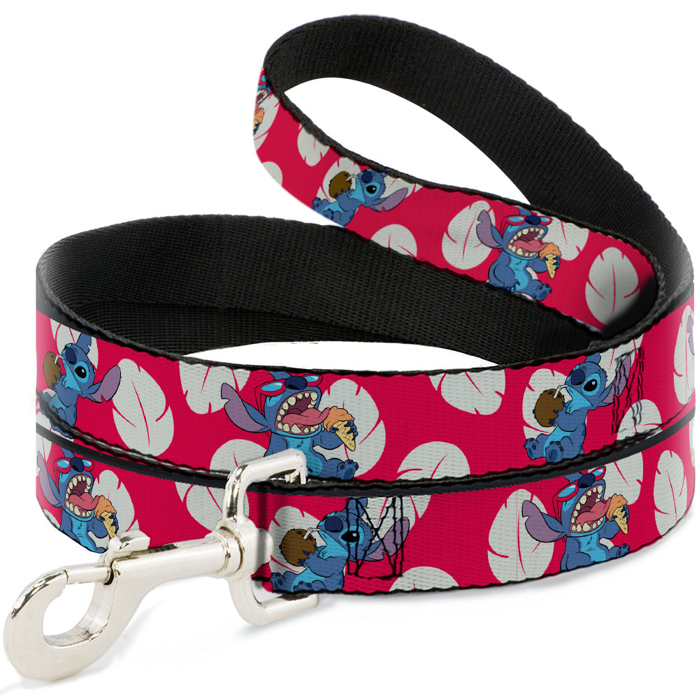 Dog Leash - Lilo & Stitch Stitch 2-Eating Poses/Lilo Dress Leaves Red/Ivory 