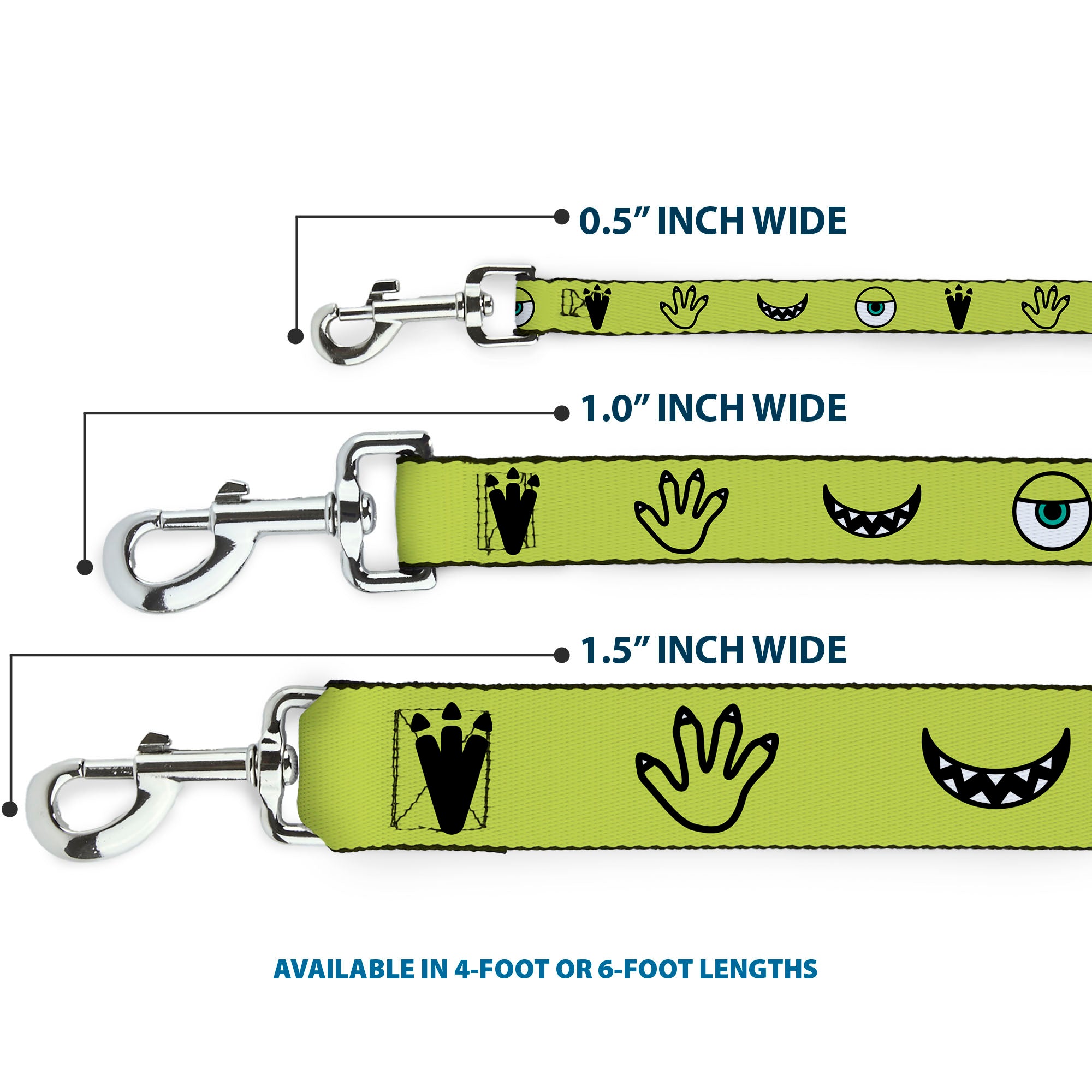 Dog Leash - Monsters Inc. Mike 4-Icons Greens/Black/White