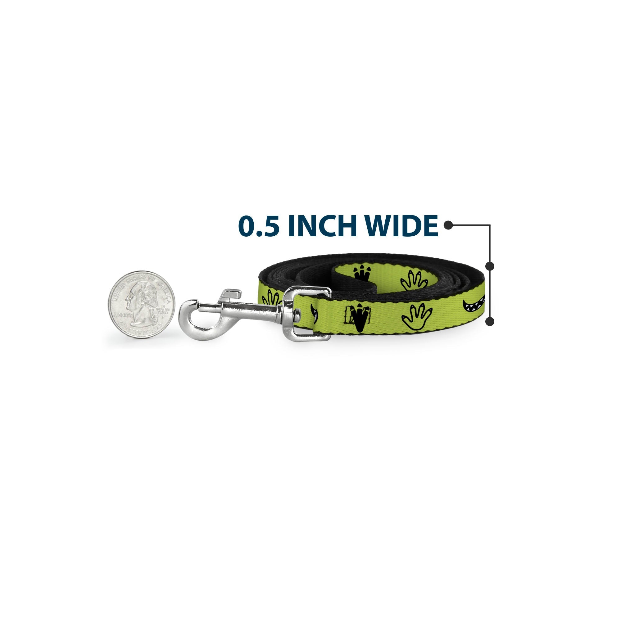 Dog Leash - Monsters Inc. Mike 4-Icons Greens/Black/White