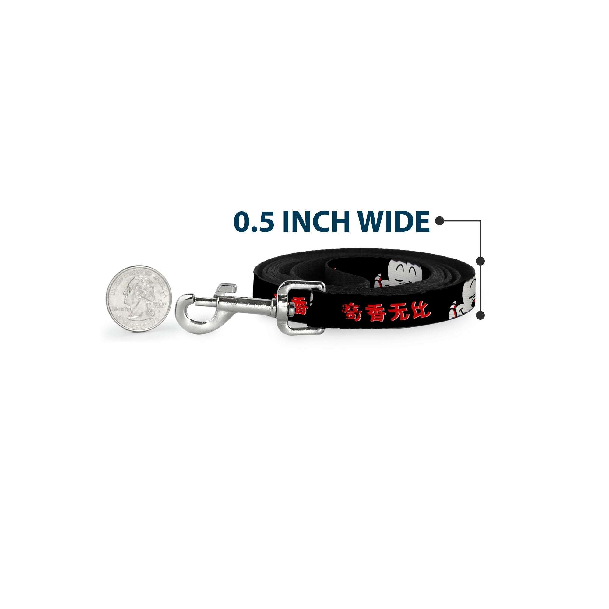 Dog Leash - Mickey Mouse Smelling Pose Black/White/Reds - HT Animal Supply