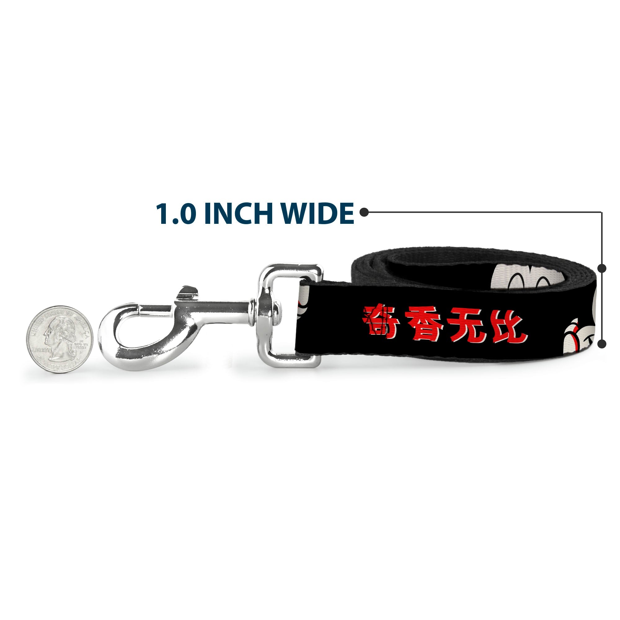 Dog Leash - Mickey Mouse Smelling Pose Black/White/Reds - HT Animal Supply
