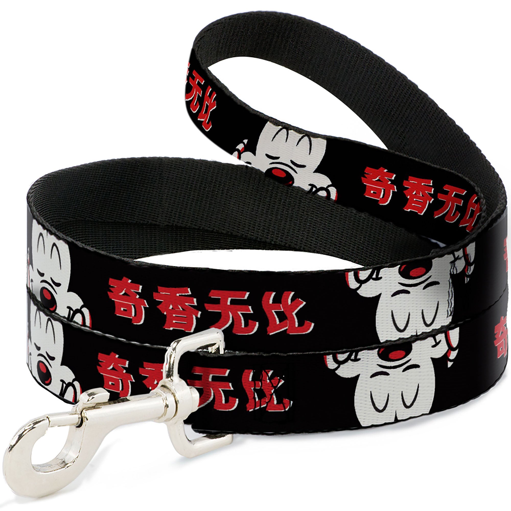 Dog Leash - Mickey Mouse Smelling Pose Black/White/Reds - HT Animal Supply