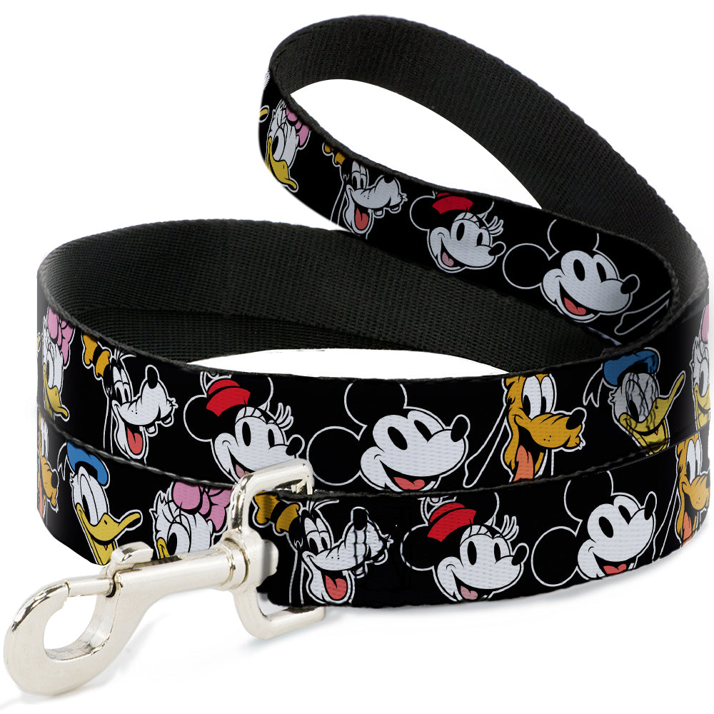 Dog Leash - Disney The Sensational Six Smiling Faces Black 