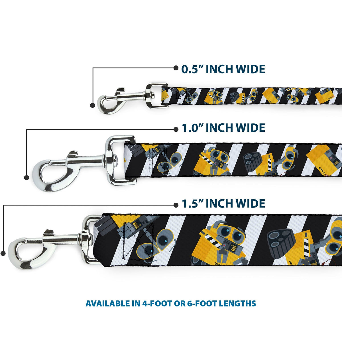 Dog Leash - Wall-E Poses/Stripe Black/White 